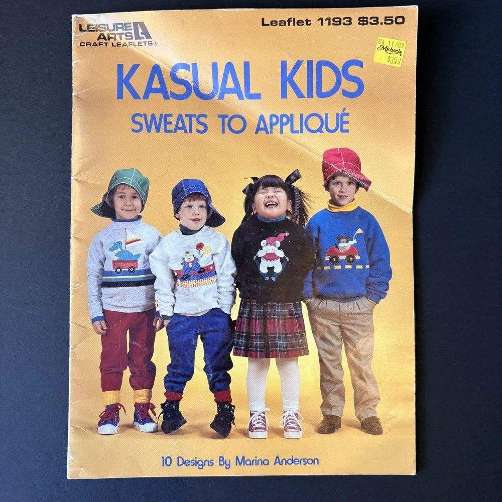 5 Vintage Leisure Arts Baby Kids‎ Knit Crochet Needlepoint Applique Sew Leaflets